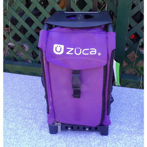ZÜCA Sport Rolling Bag Purple Mobile Locker Built-in Seat Flashing LED Wheels